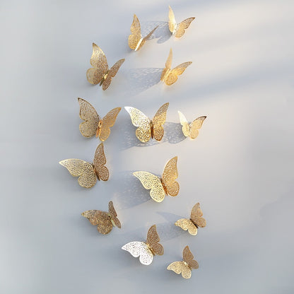 12pcs/set Hollow 3D Butterfly Wall Sticker