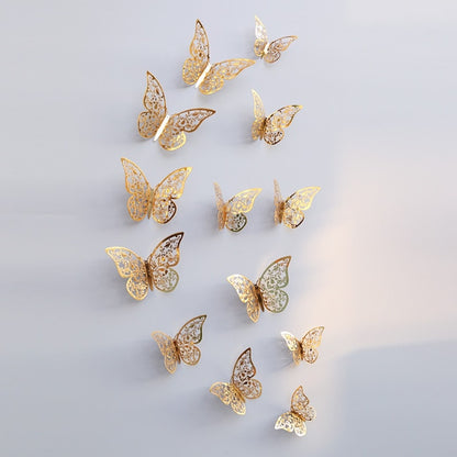 12pcs/set Hollow 3D Butterfly Wall Sticker