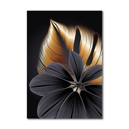 Black Gold Plant Leaf Diamond Canvas Poster