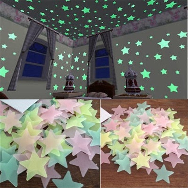 3D Luminous Stars Glow In The Dark Wall Stickers